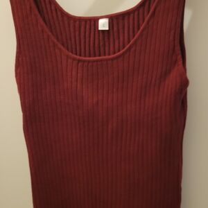 Women's Ribbed Knit Vest - Rust